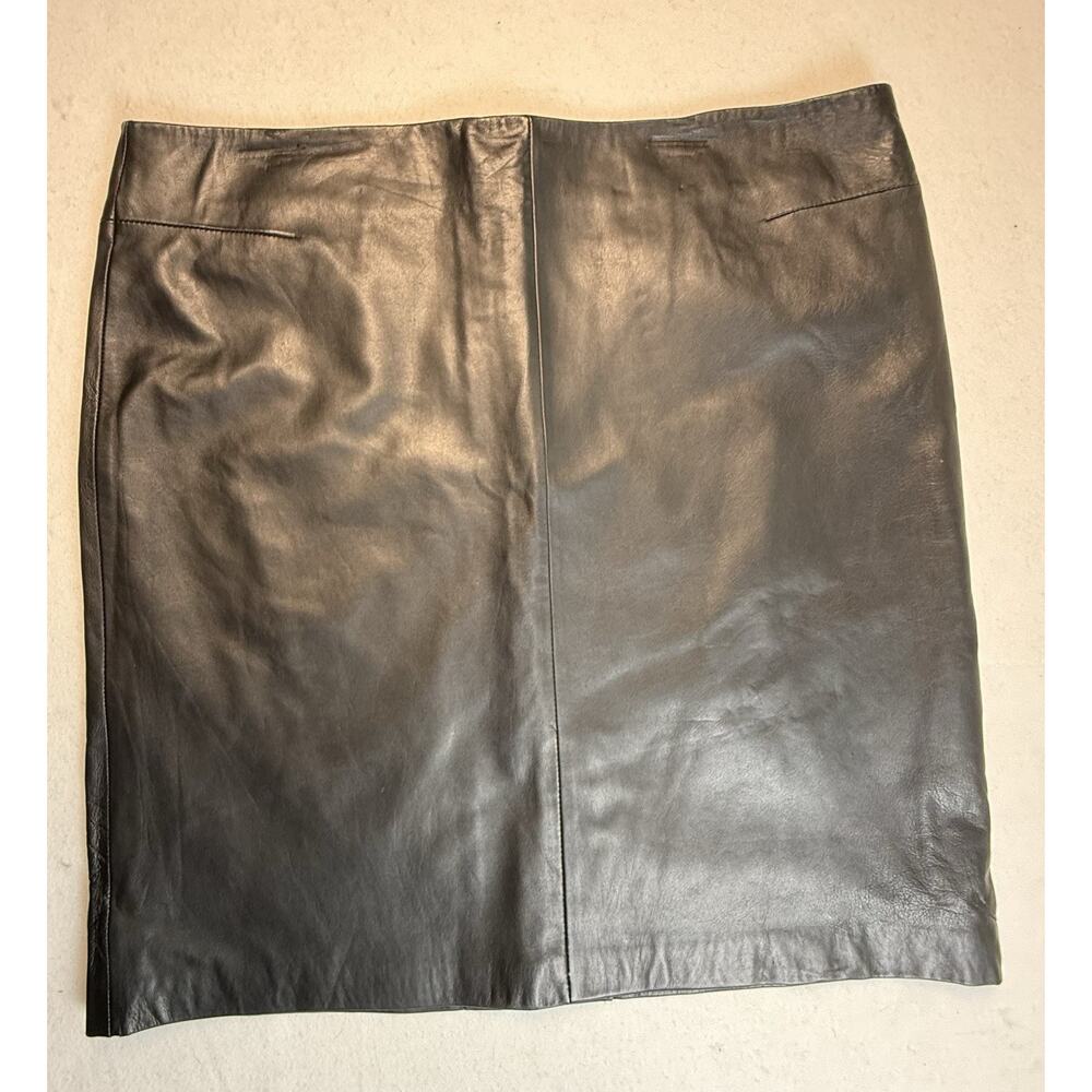 Andrea Viccaro Black Leather mini skirt size 16 Y2K 90's Classic